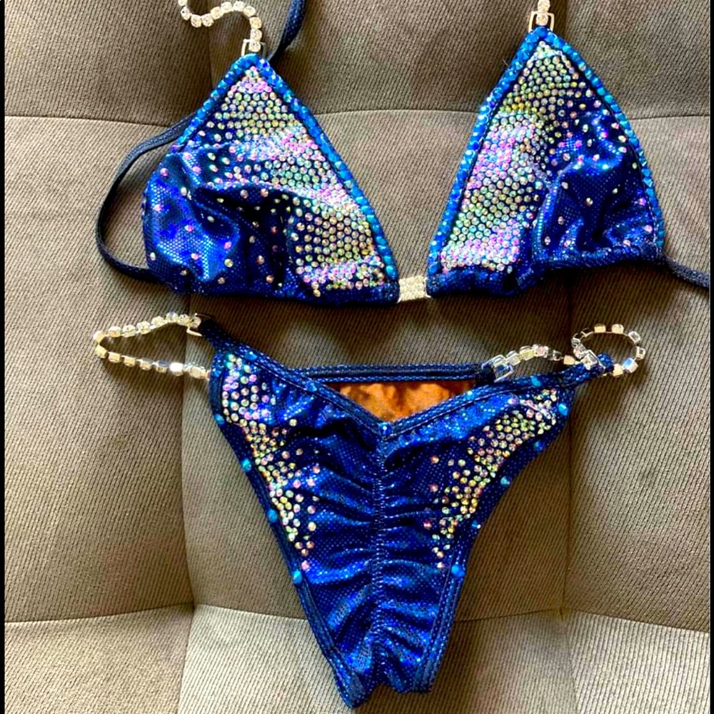 Competition bikini - Royal blue Crystal studded